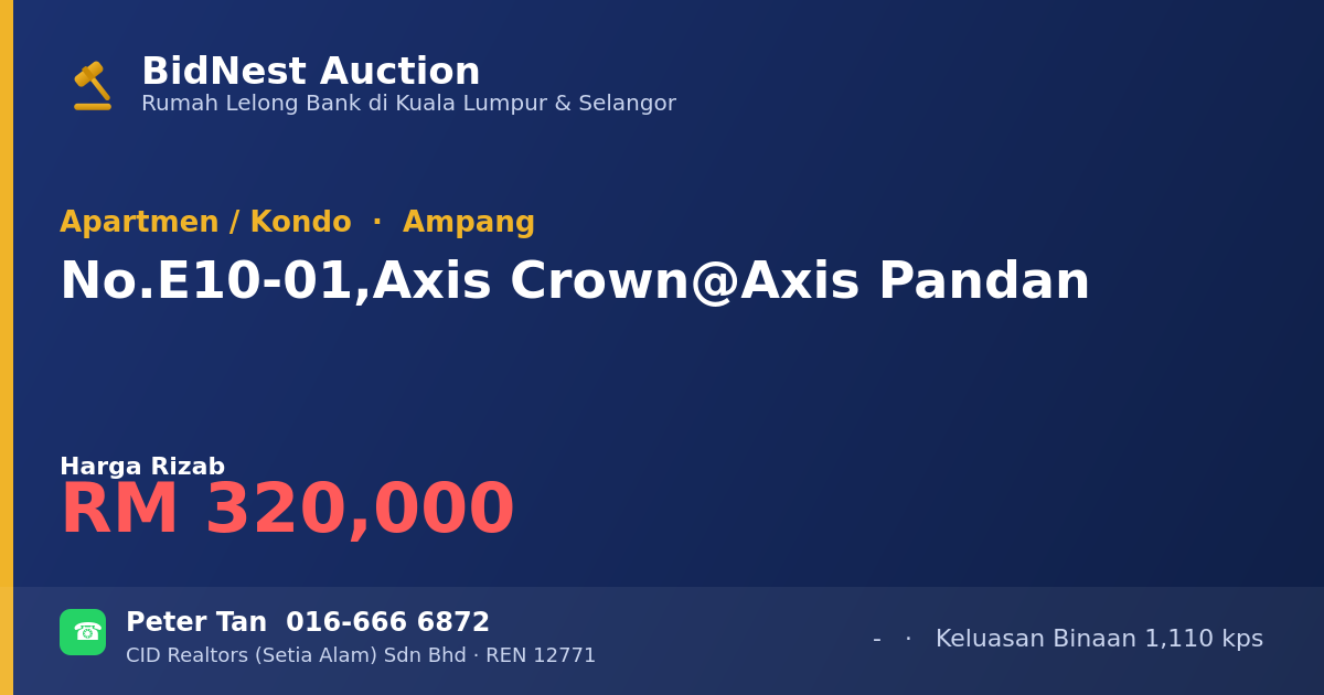 Apartmen / Kondo · No. E10-01, Axis Crown @ Axis Pandan