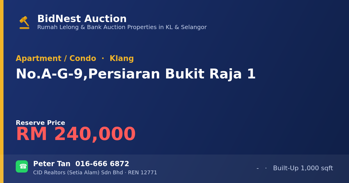 Apartment / Condo · No. A-G-9, Persiaran Bukit Raja 1