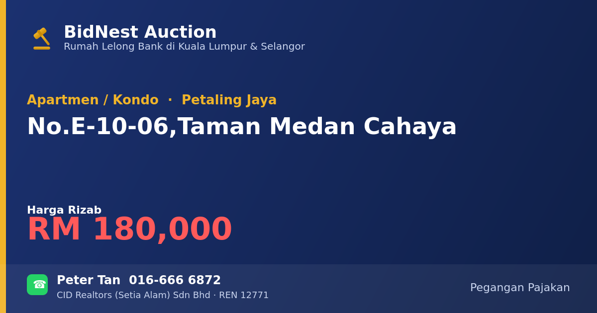 Apartmen / Kondo · No. E-10-06, Taman Medan Cahaya