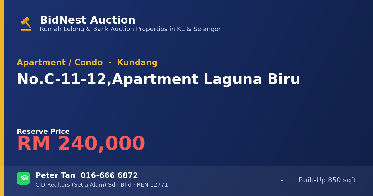 Apartment / Condo · No. C-11-12, Apartment Laguna Biru