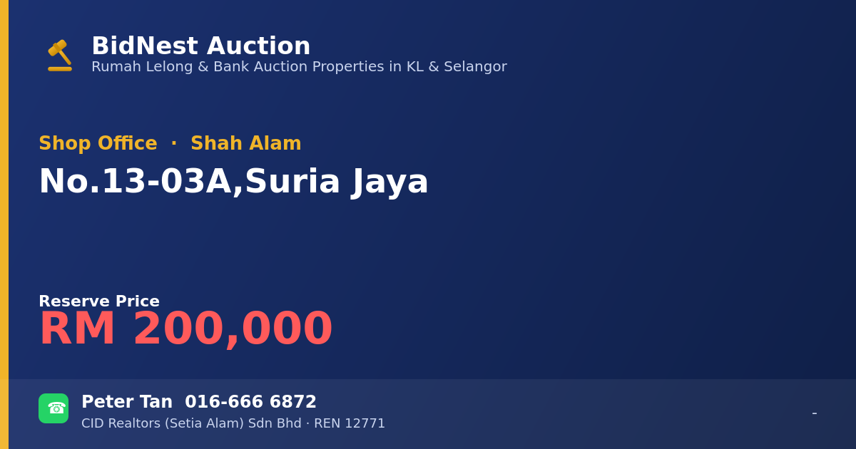 Shop Office · No. 13-03A, Suria Jaya