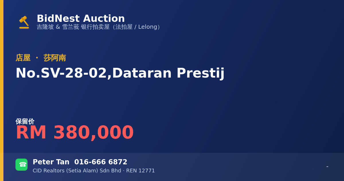 店屋 · No. SV-28-02, Dataran Prestij