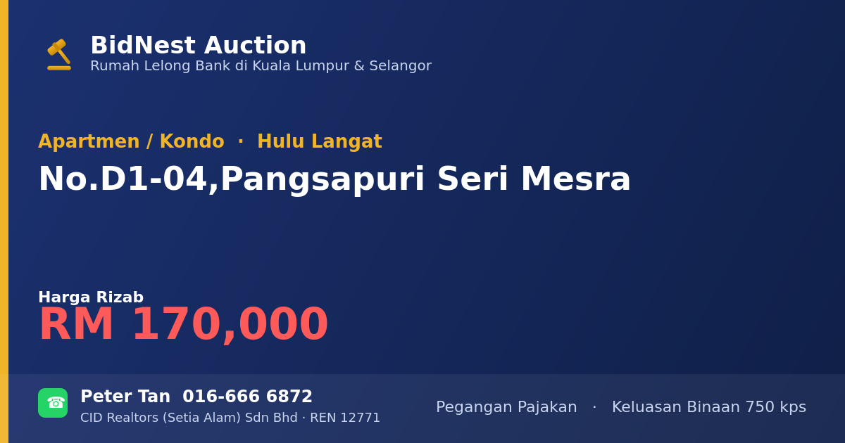 Apartmen / Kondo · No. D1-04, Pangsapuri Seri Mesra