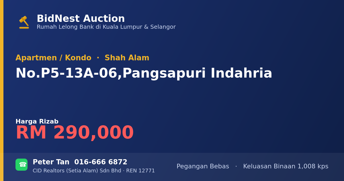 Apartmen / Kondo · No. P5-13A-06, Pangsapuri Indahria