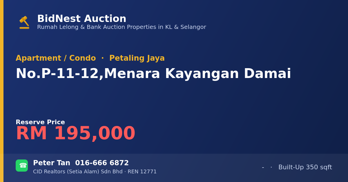 Apartment / Condo · No. P-11-12, Menara Kayangan Damai