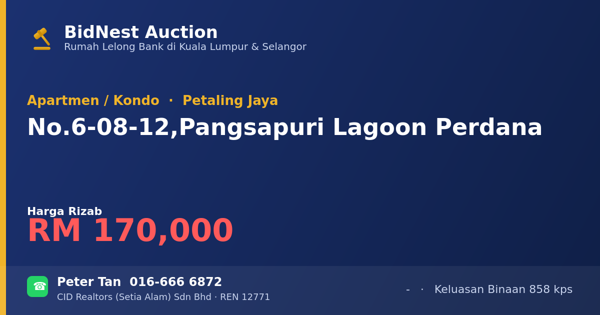 Apartmen / Kondo · No. 6-08-12, Pangsapuri Lagoon Perdana