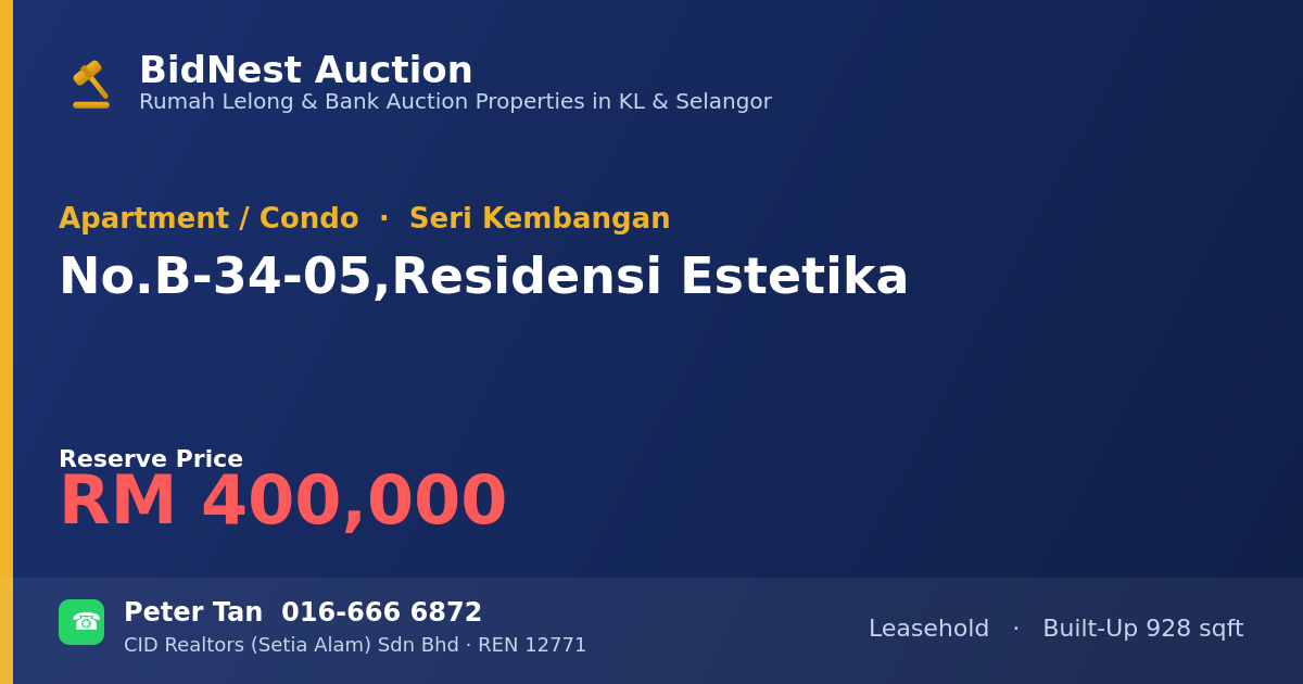 Apartment / Condo · No. B-34-05, Residensi Estetika