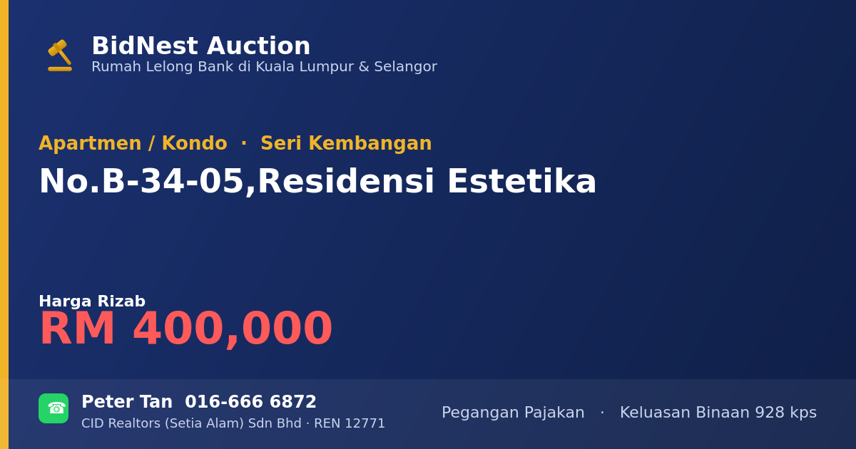 Apartmen / Kondo · No. B-34-05, Residensi Estetika