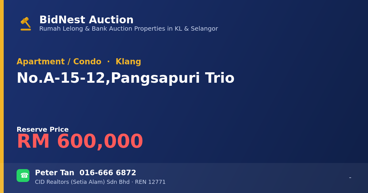 Apartment / Condo · No. A-15-12, Pangsapuri Trio
