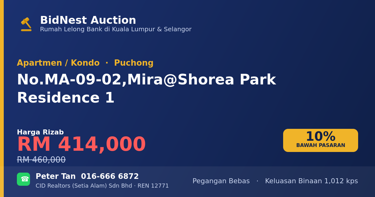 Apartmen / Kondo · No. MA-09-02, Mira @ Shorea Park Residence 1