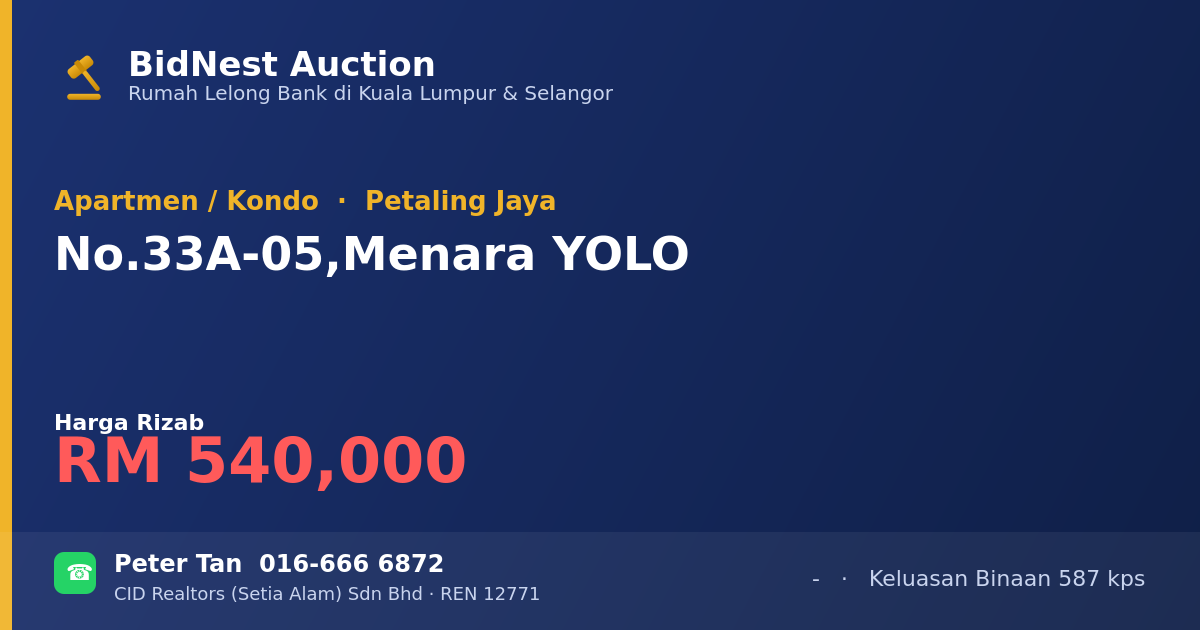 Apartmen / Kondo · No. 33A-05, Menara YOLO