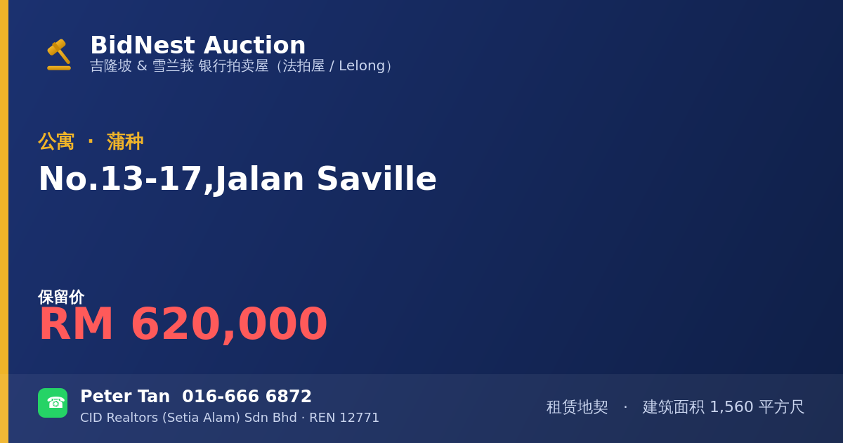 公寓 · No. 13-17, Jalan Saville