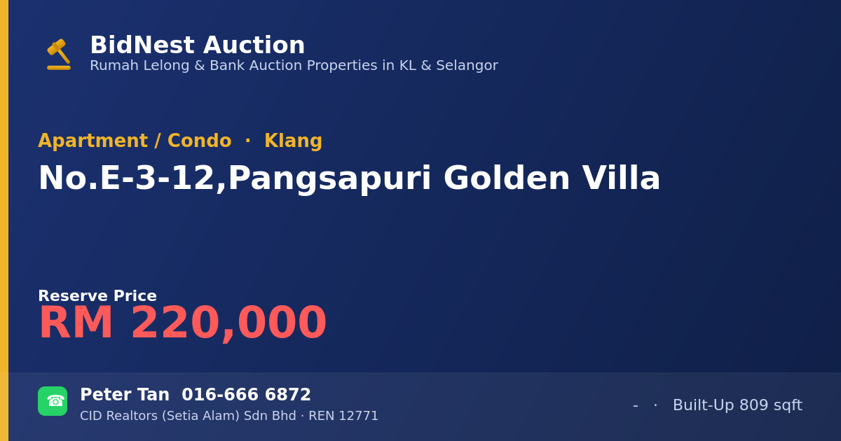 Apartment / Condo · No. E-3-12, Pangsapuri Golden Villa