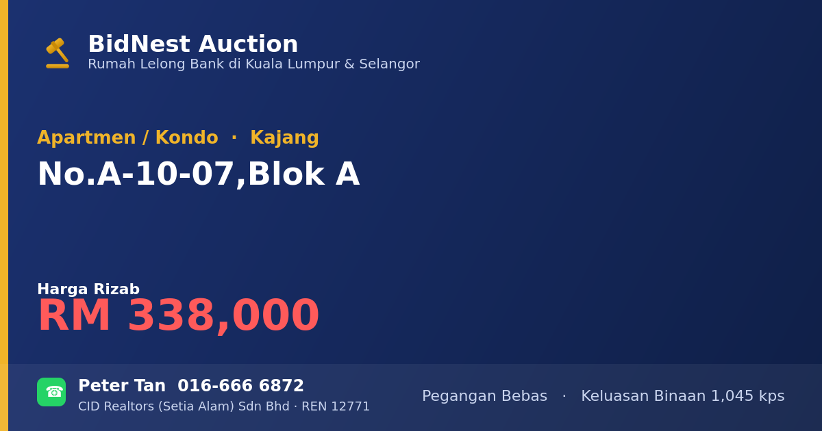 Apartmen / Kondo · No. A-10-07, Blok A