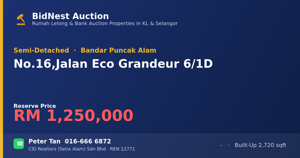 Semi-Detached · No. 16, Jalan Eco Grandeur 6/1D
