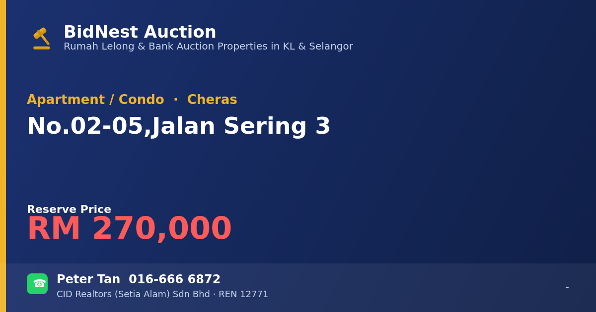 Apartment / Condo · No. 02-05, Jalan Sering 3