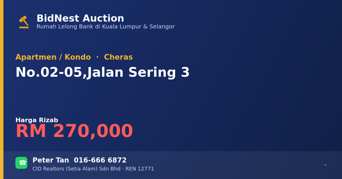 Apartmen / Kondo · No. 02-05, Jalan Sering 3