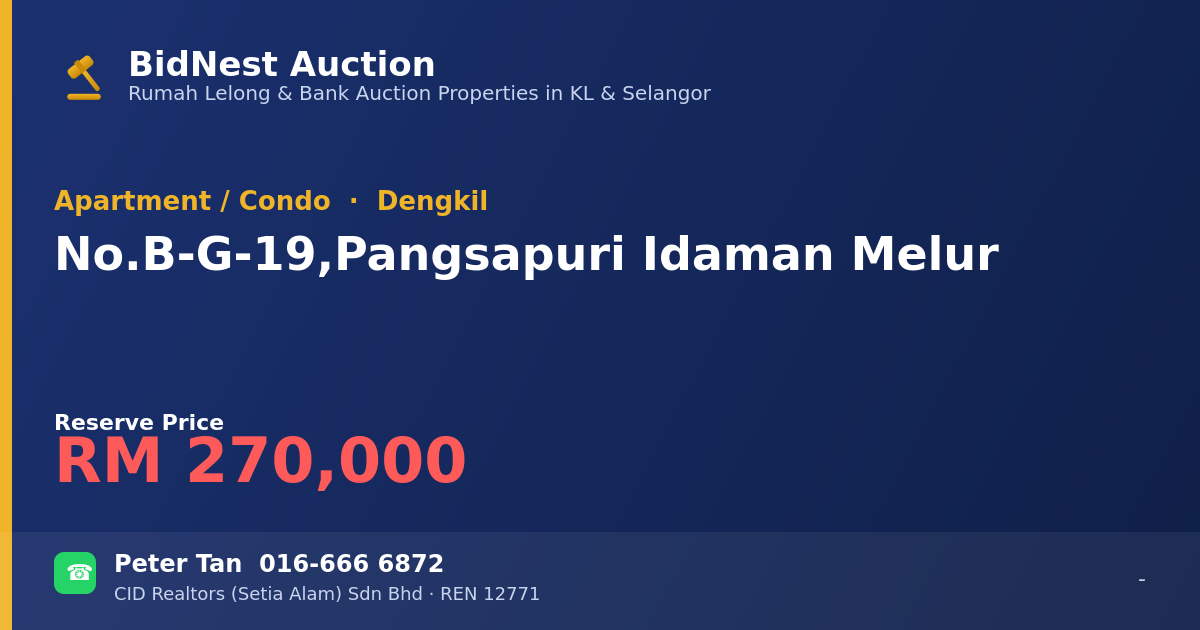 Apartment / Condo · No. B-G-19, Pangsapuri Idaman Melur