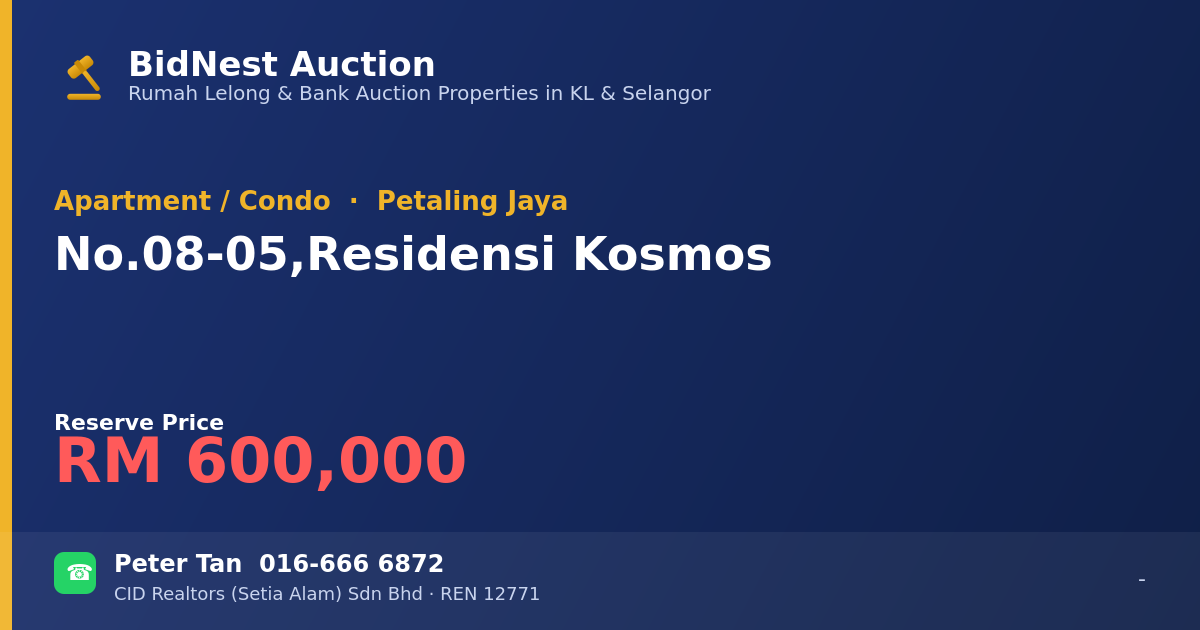 Apartment / Condo · No. 08-05, Residensi Kosmos