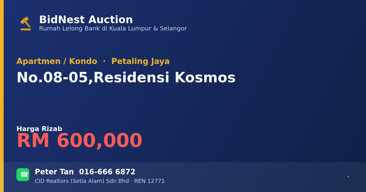 Apartmen / Kondo · No. 08-05, Residensi Kosmos