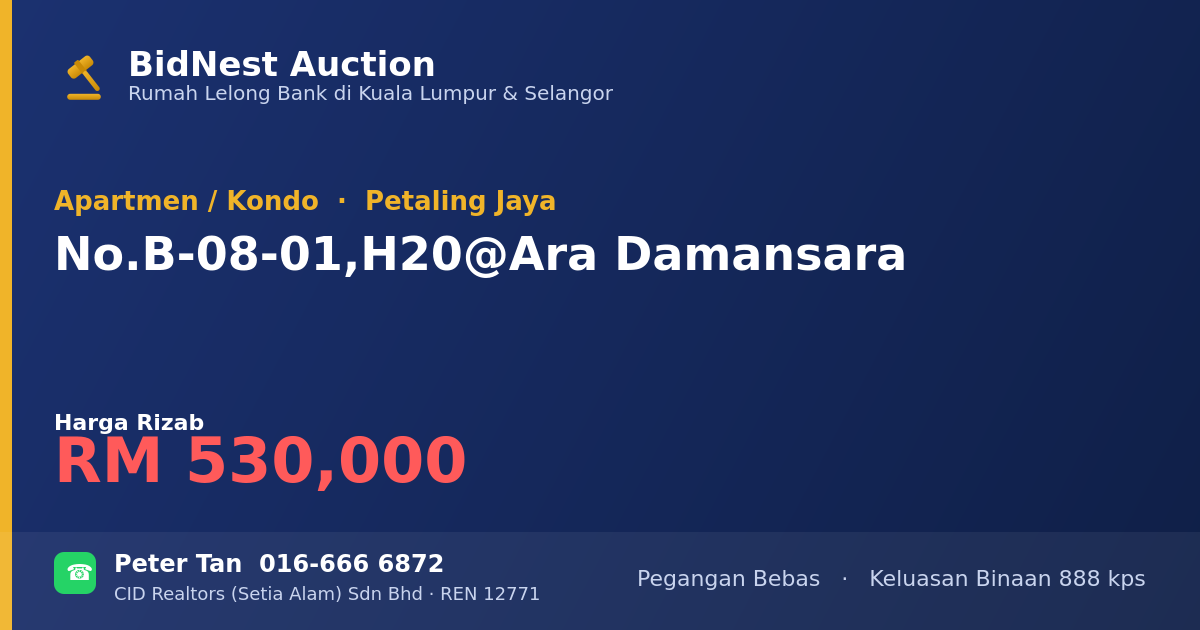 Apartmen / Kondo · No. B-08-01, H20 @ Ara Damansara