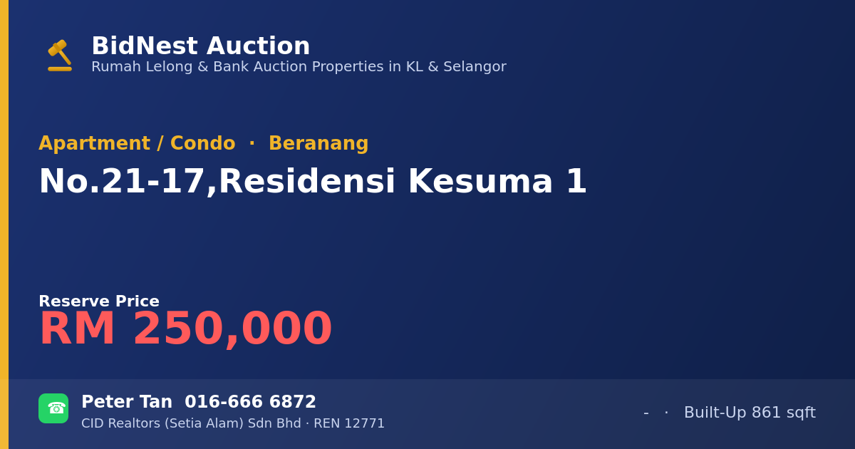 Apartment / Condo · No. 21-17, Residensi Kesuma 1