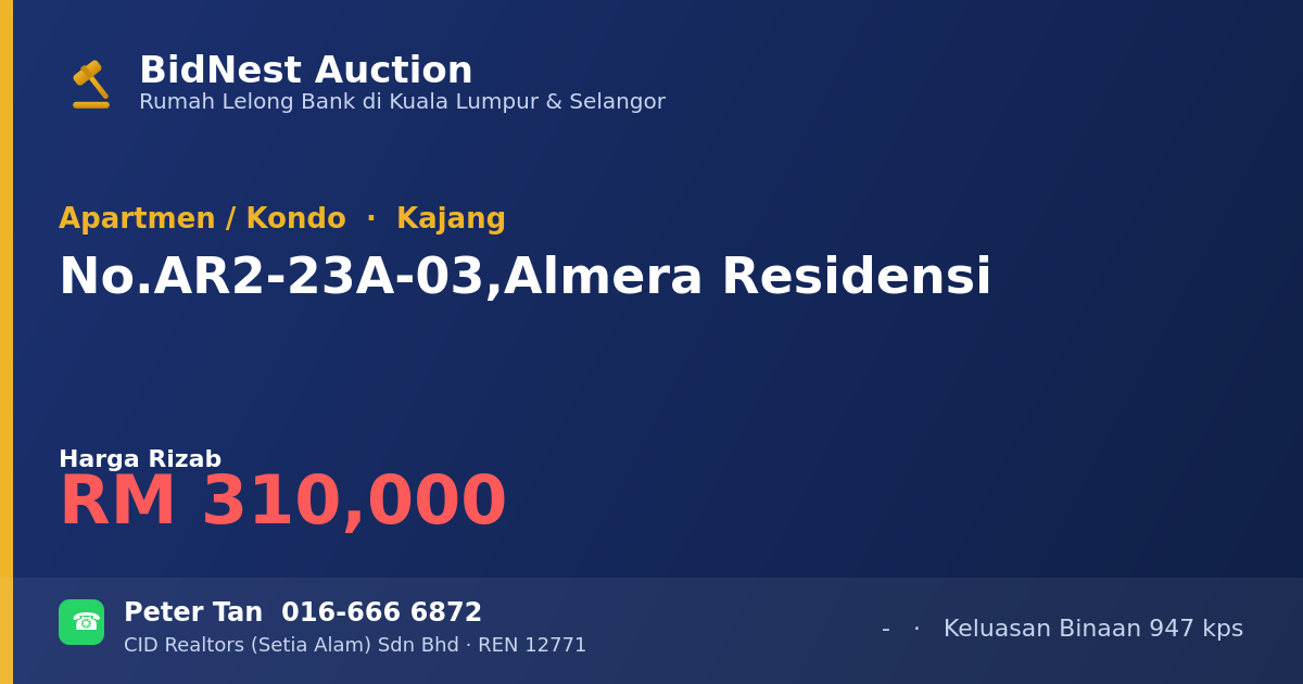 Apartmen / Kondo · No. AR2-23A-03, Almera Residensi