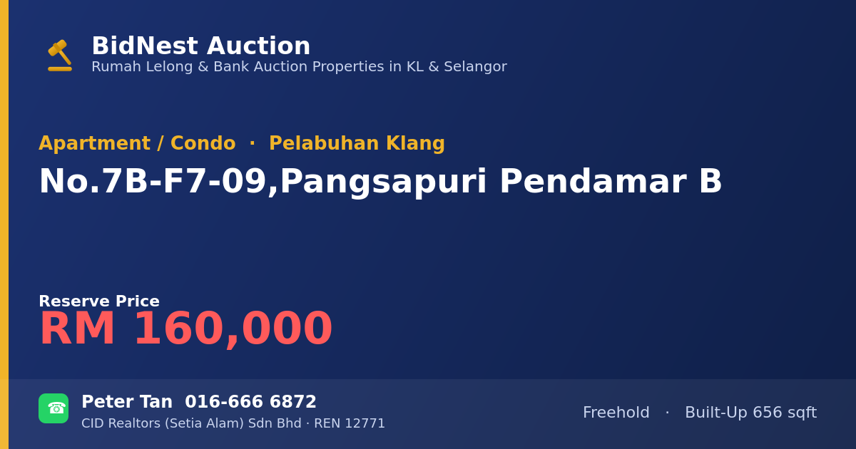 Apartment / Condo · No. 7B-F7-09, Pangsapuri Pendamar B