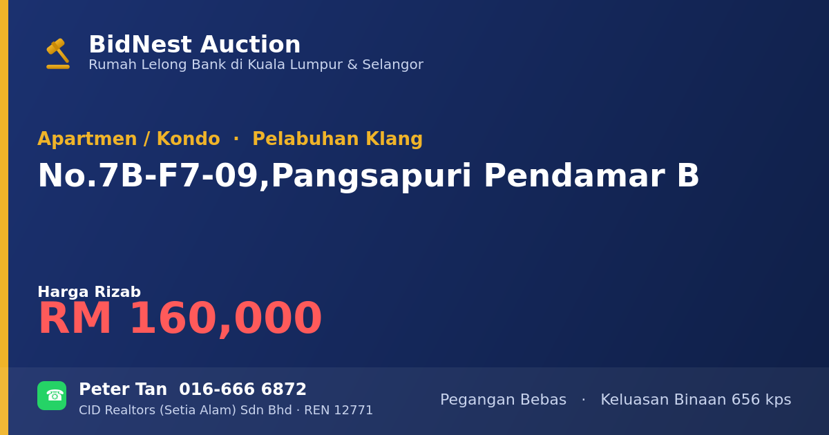 Apartmen / Kondo · No. 7B-F7-09, Pangsapuri Pendamar B