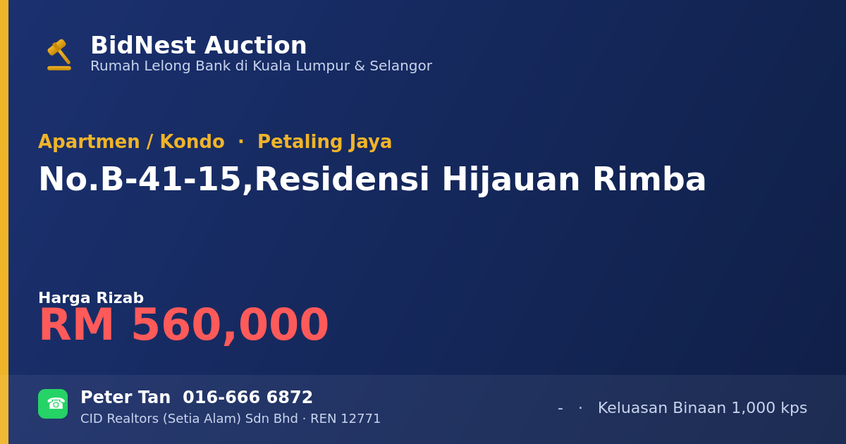 Apartmen / Kondo · No. B-41-15, Residensi Hijauan Rimba