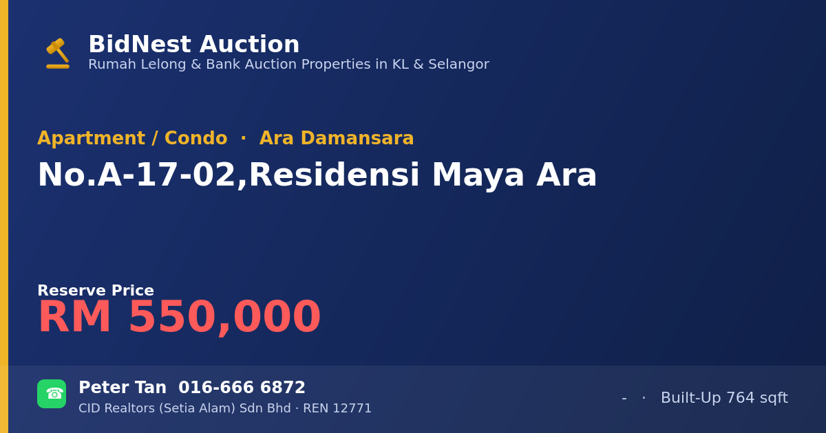 Apartment / Condo · No. A-17-02, Residensi Maya Ara