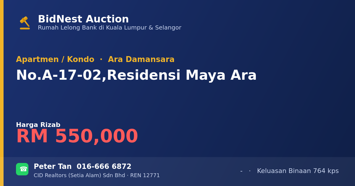 Apartmen / Kondo · No. A-17-02, Residensi Maya Ara