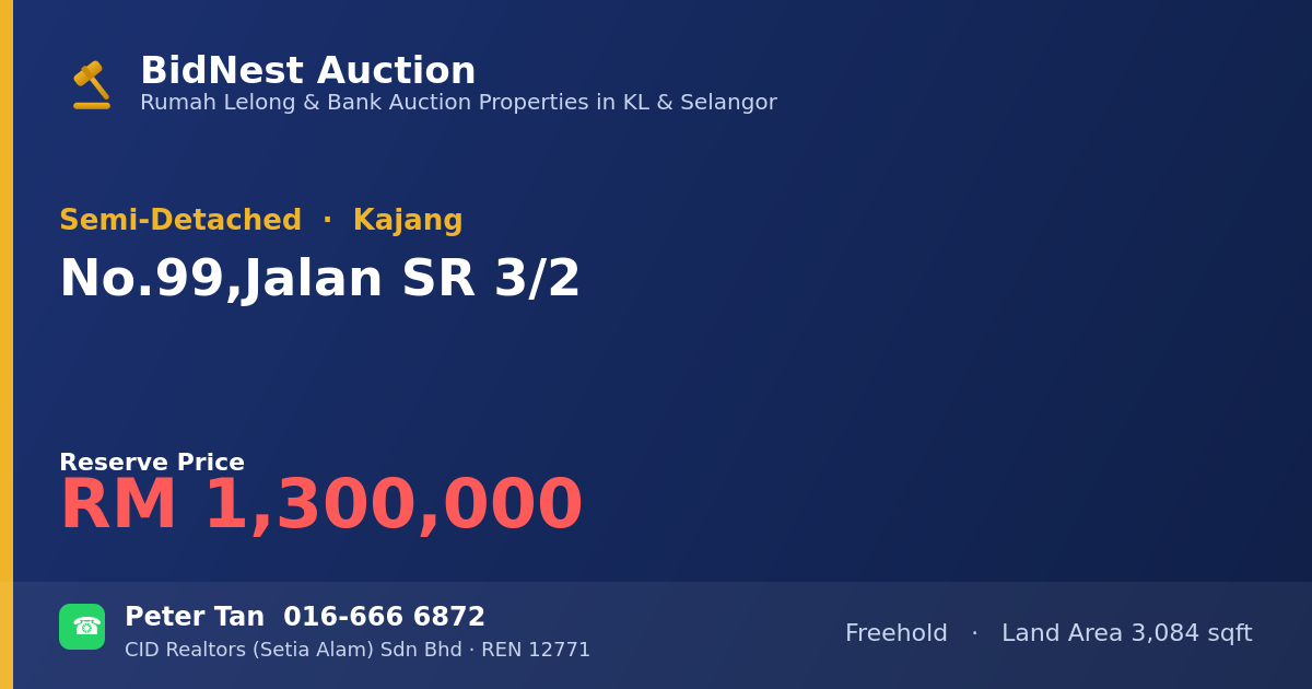 Semi-Detached · No. 99, Jalan SR 3/2