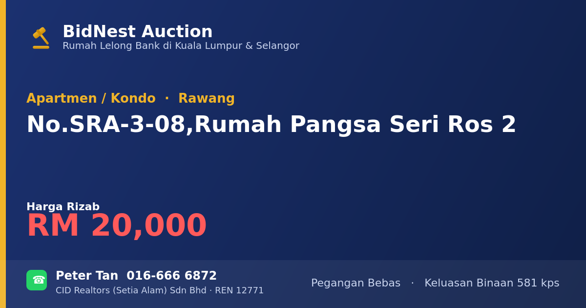 Apartmen / Kondo · No. SRA-3-08, Rumah Pangsa Seri Ros 2