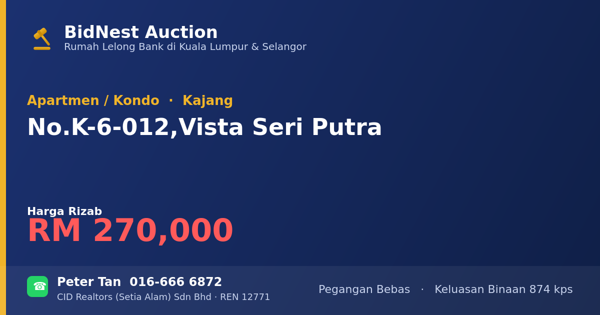 Apartmen / Kondo · No. K-6-012, Vista Seri Putra