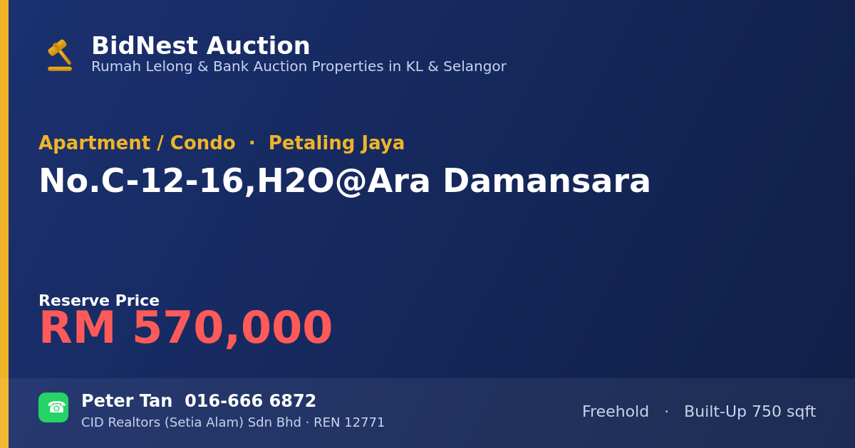 Apartment / Condo · No. C-12-16, H2O @ Ara Damansara