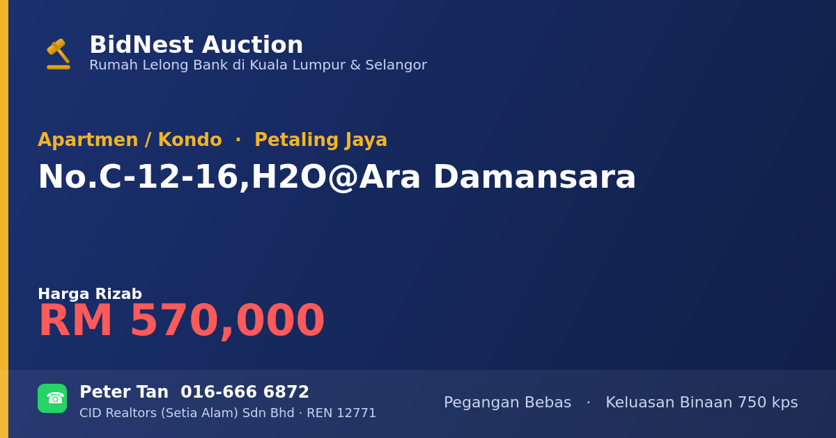 Apartmen / Kondo · No. C-12-16, H2O @ Ara Damansara