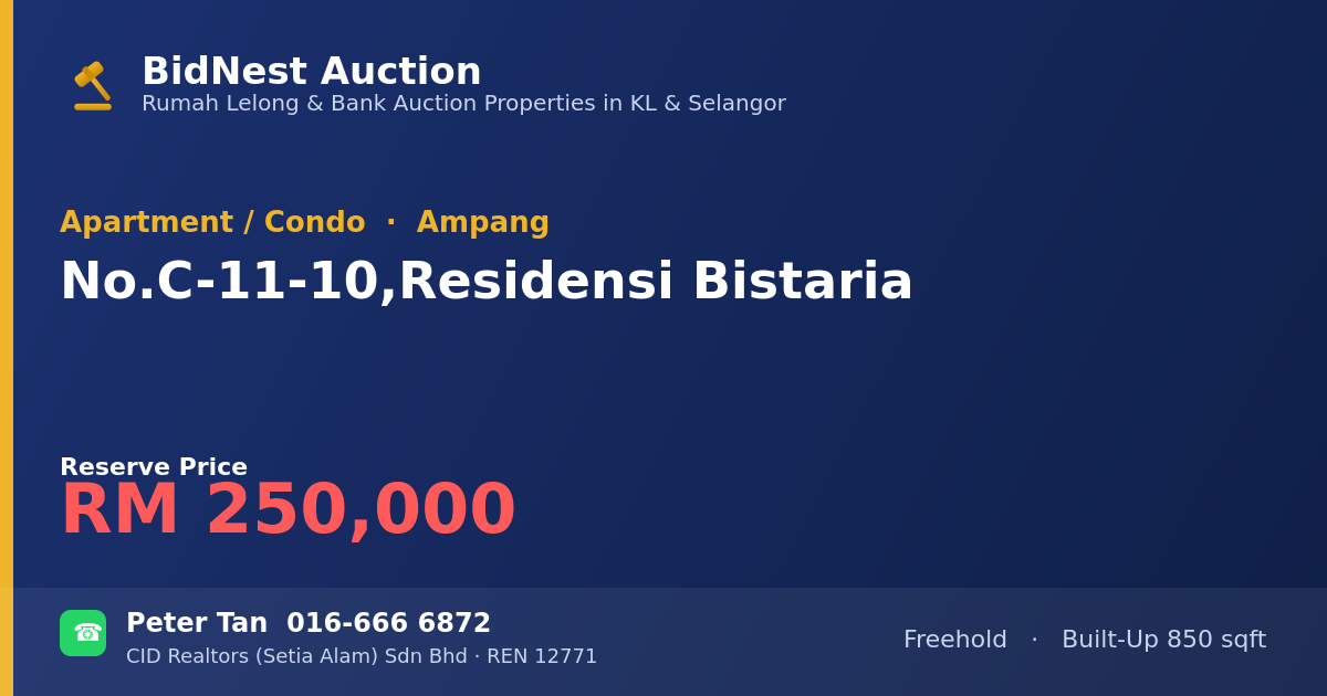 Apartment / Condo · No. C-11-10, Residensi Bistaria