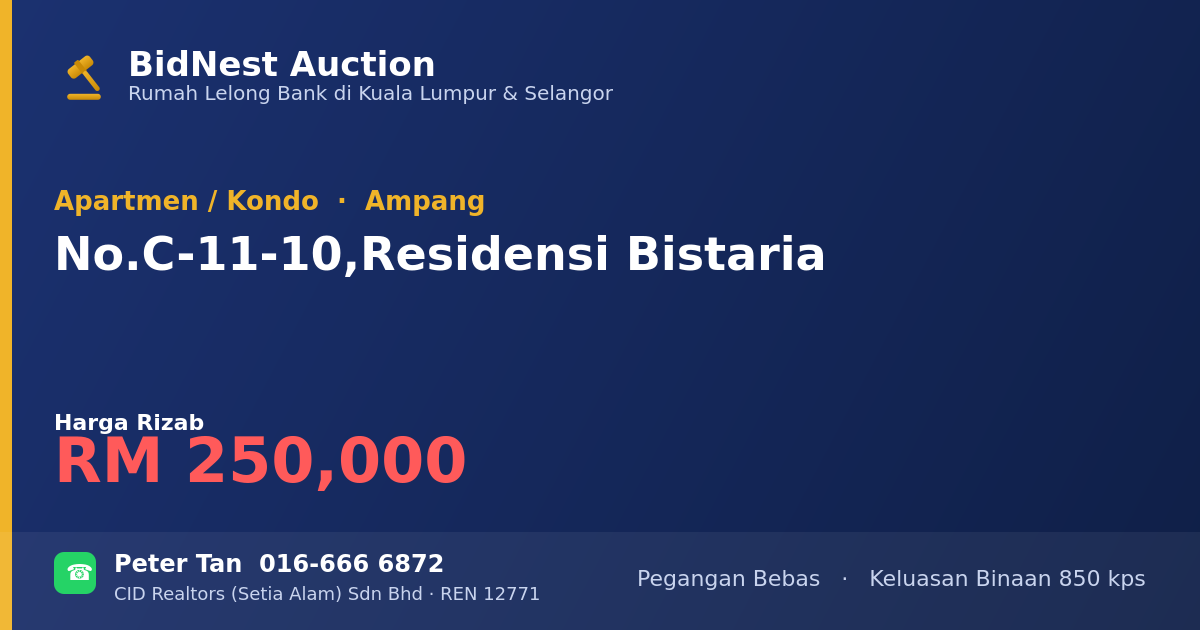 Apartmen / Kondo · No. C-11-10, Residensi Bistaria