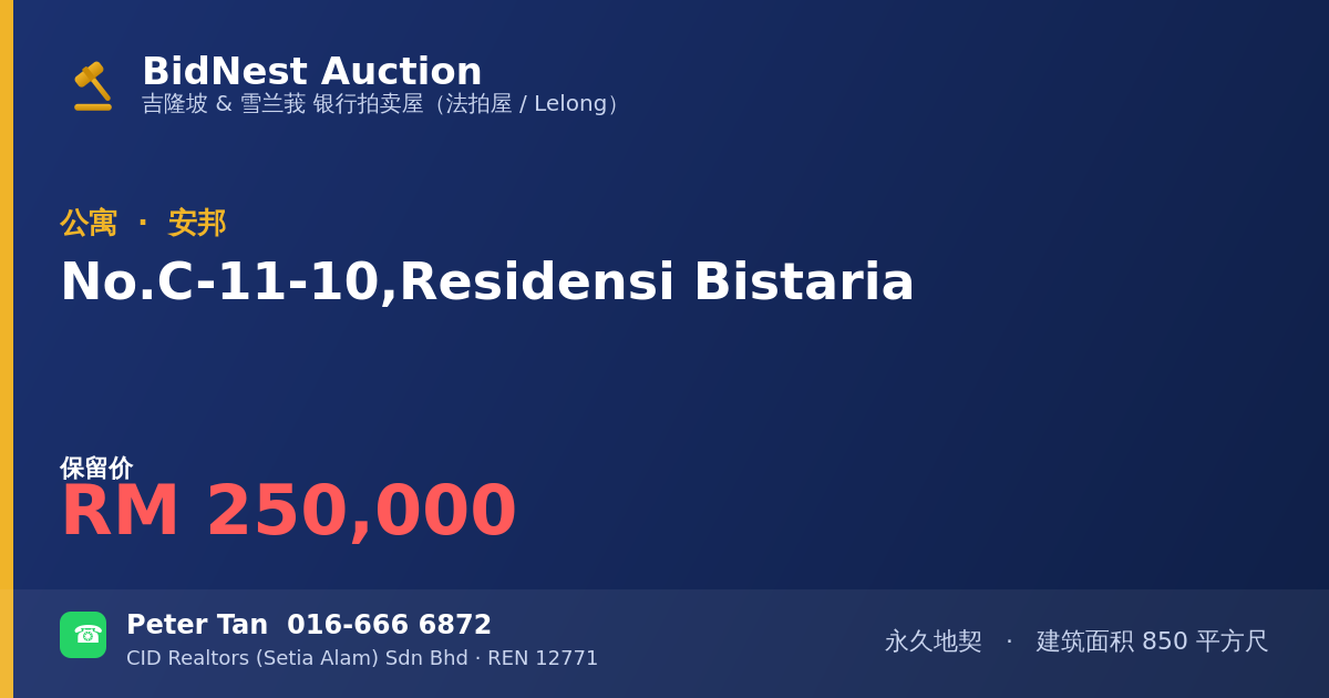 公寓 · No. C-11-10, Residensi Bistaria