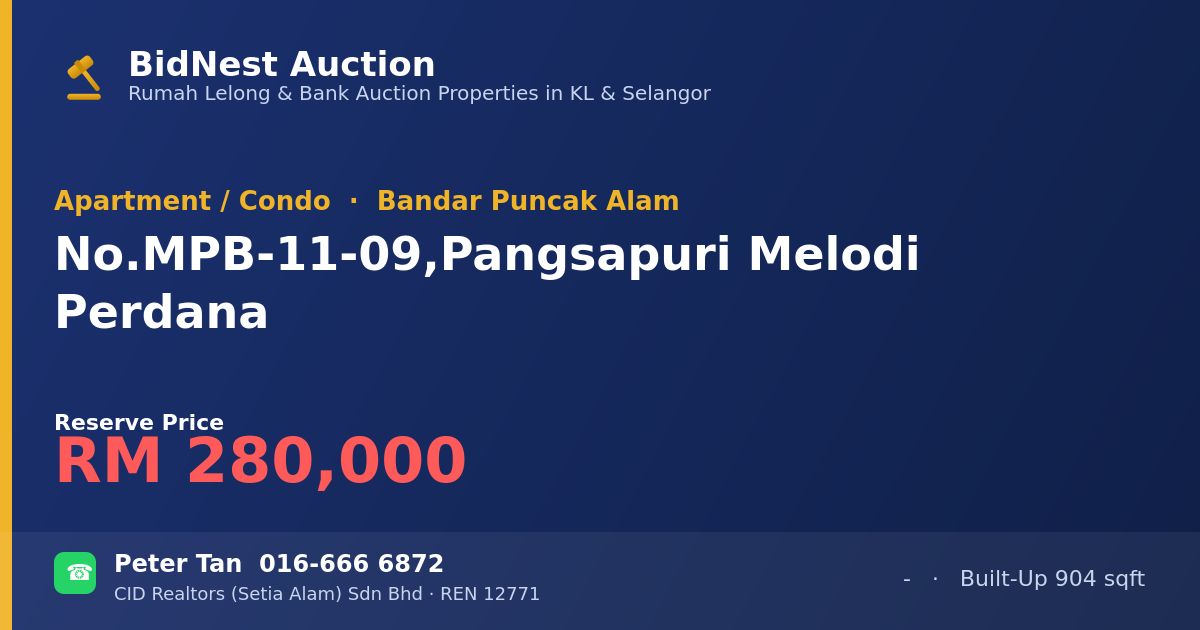 Apartment / Condo · No. MPB-11-09, Pangsapuri Melodi Perdana