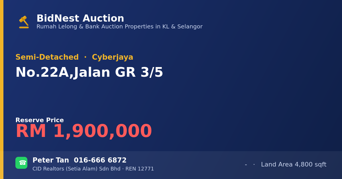 Semi-Detached · No. 22A, Jalan GR 3/5