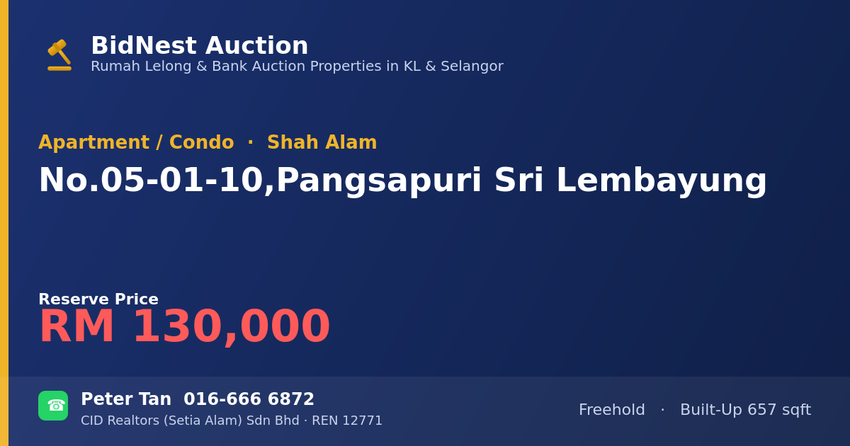 Apartment / Condo · No. 05-01-10, Pangsapuri Sri Lembayung