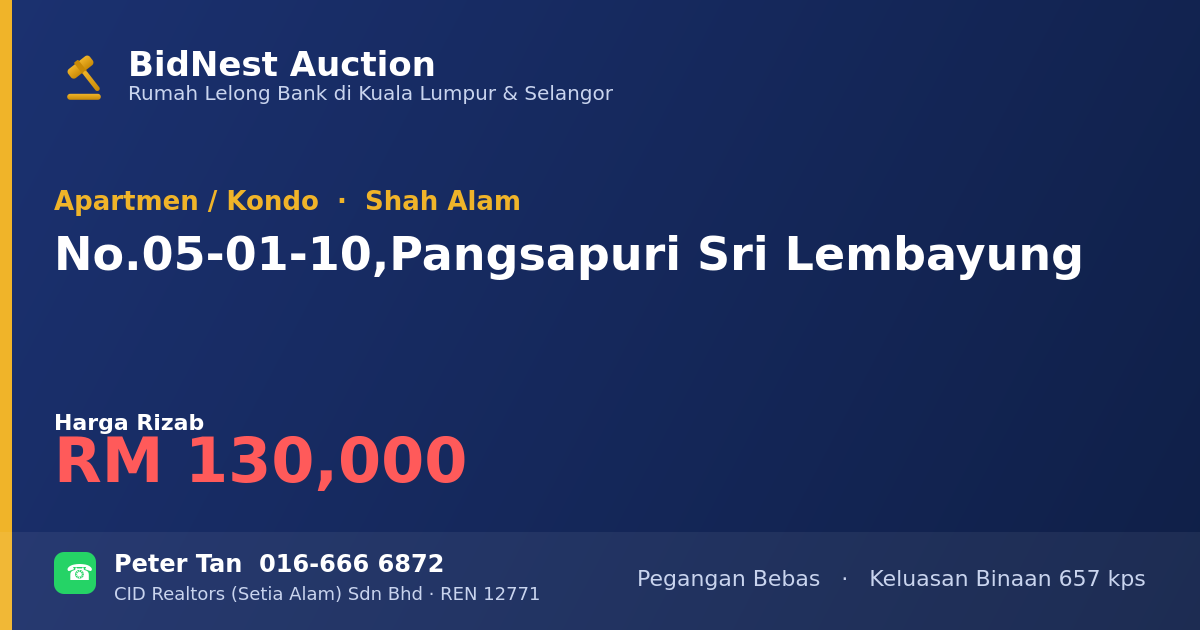 Apartmen / Kondo · No. 05-01-10, Pangsapuri Sri Lembayung