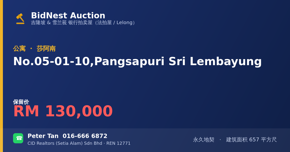 公寓 · No. 05-01-10, Pangsapuri Sri Lembayung