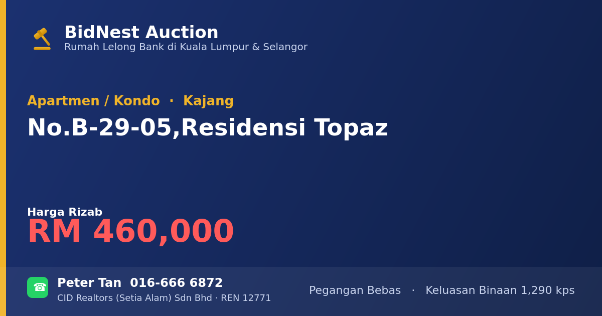 Apartmen / Kondo · No. B-29-05, Residensi Topaz