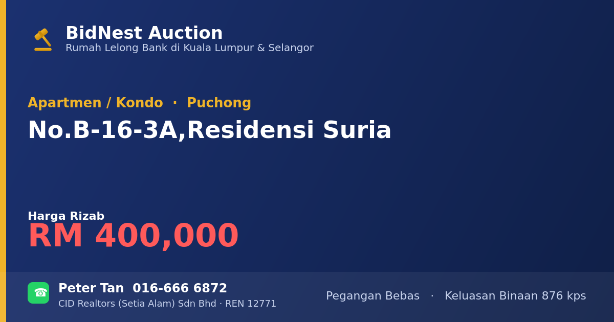 Apartmen / Kondo · No. B-16-3A, Residensi Suria