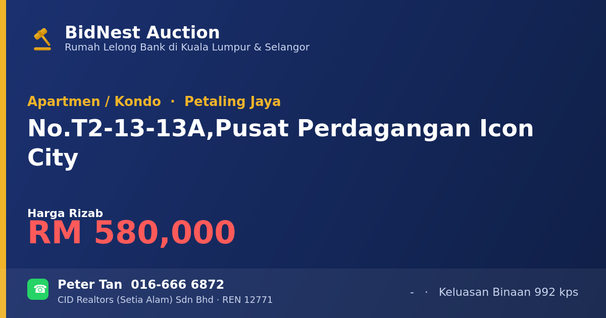 Apartmen / Kondo · No. T2-13-13A, Pusat Perdagangan Icon City