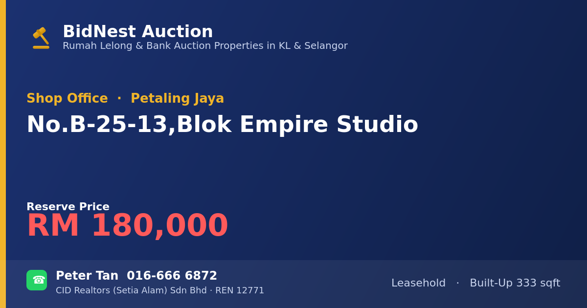 Shop Office · No. B-25-13, Blok Empire Studio