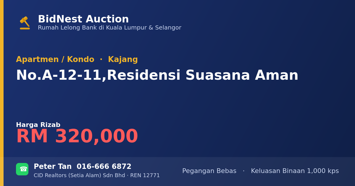 Apartmen / Kondo · No. A-12-11, Residensi Suasana Aman
